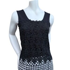 Black Lace Tank Top Floral Overlay Whimsigoth Goth Coquette Romantic Size‎ S/M
